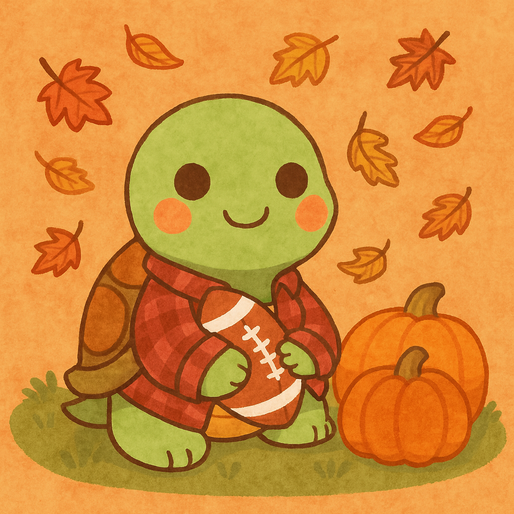 Turtle in flannel with a football